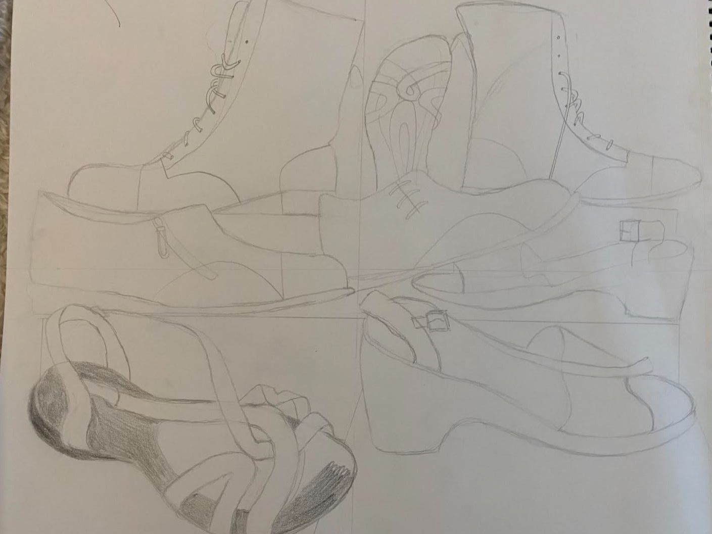 March 30, April 1 – In Class Shoe Still Life & Shoes in a Non-Traditional Format